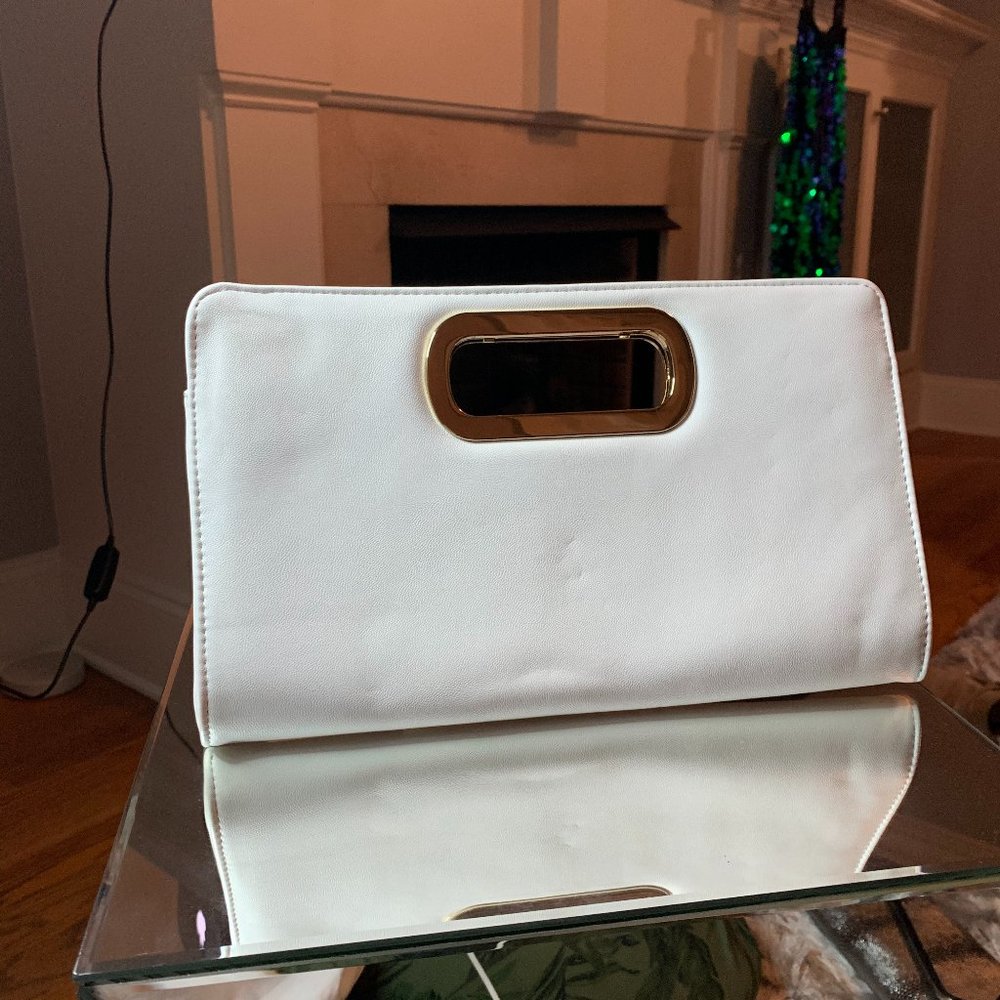 White clutch bag